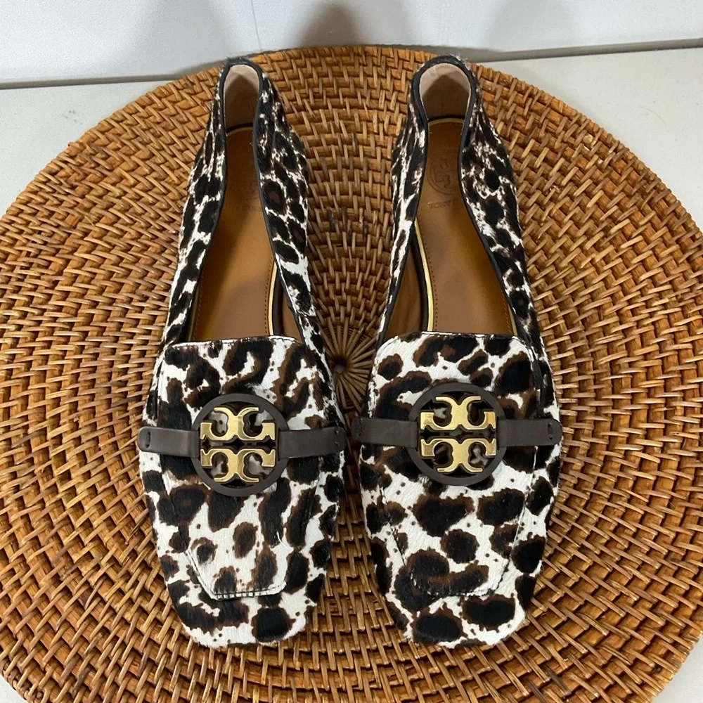 Tory Burch 'Metal Miller' Loafer Leopard Print Calf Hair Size 8M MSRP $348 - Picture 2 of 6